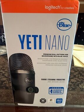 Logitech Blue Yeti Nano USB Microphone — Black with Blue and Green Accents- NIB